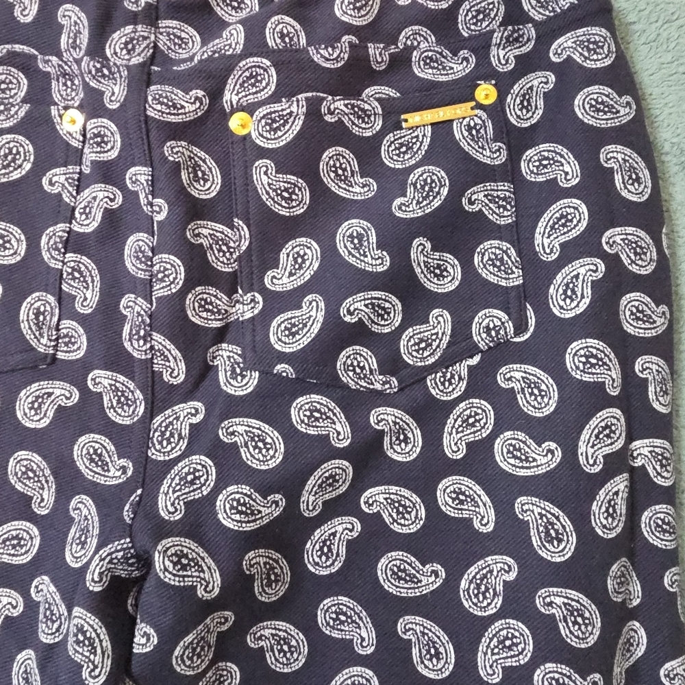 Michael Kors Blue Paisley 28x28 Women's Pull-On Pants Stretch - Picture 5 of 10